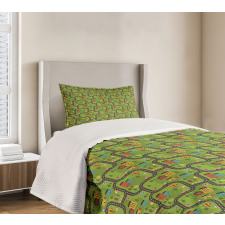 Cartoon Road Bedspread Set