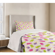 Cartoon Popsicle Dots Bedspread Set