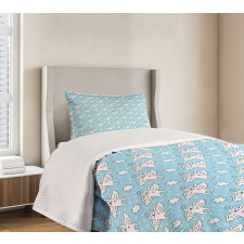 Cat Angels Hearts Kitty Bedspread Set