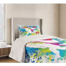 Football Players Colorful Bedspread Set