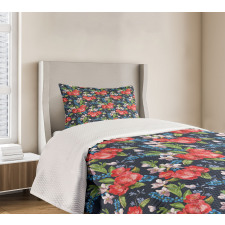 Blueberries Green Leaves Bedspread Set