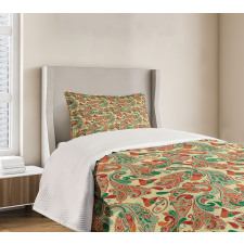 Paisley Style Leaves Bedspread Set