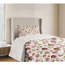 Forest Elements Fungus Bedspread Set