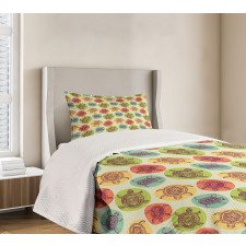 Sea Animals Color Blots Bedspread Set