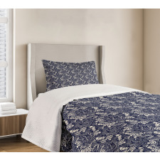 Curved Eastern Leaves Bedspread Set