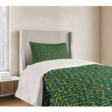 Green Toned Shapes Bedspread Set