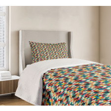 Colorful Squares Grid Bedspread Set