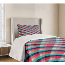 Diagonal Grid Rhombuses Bedspread Set