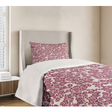 Monochrome Foliage Motif Bedspread Set