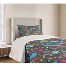 Unicorns Rainbows Cartoon Bedspread Set