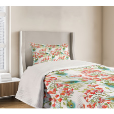 Peacock Feather Petunia Bedspread Set