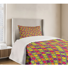 Colorful Diamond Shape Bedspread Set