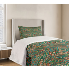 Colorful Swirled Lines Bedspread Set