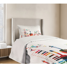 Colorful Instruments Bedspread Set