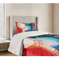 Movie Reel Vintage Motif Bedspread Set