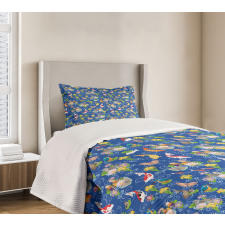 Traditional Koi Pond Bedspread Set