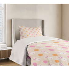 Bunny Faces and Eggs Bedspread Set