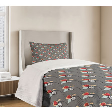 Abstract Herb Motifs Bedspread Set