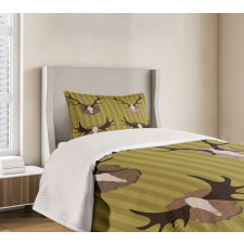 Deer Mous Horns Trophy Bedspread Set