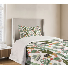 Succulents Flower Pots Bedspread Set