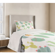 Hand Drawn Style Cacti Bedspread Set