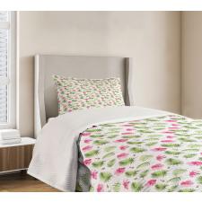 Pink Hibiscus Palm Bedspread Set