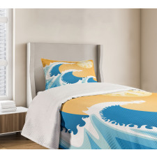 Huge Sea Waves Summer Bedspread Set