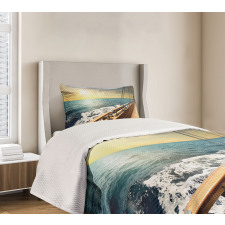 Yacht on Sea Sunset Bedspread Set