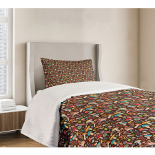 Fungus Flowers Leaves Bedspread Set