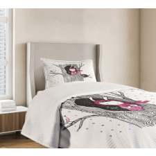 Girl in Hollow with Heart Bedspread Set