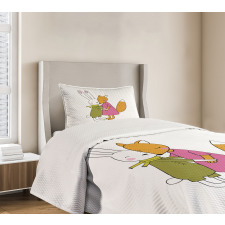 Fox and Hare Hugging Bedspread Set