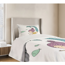 Happy Girl with Fish Bedspread Set