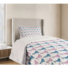 Swimming Happy Fish Sea Bedspread Set