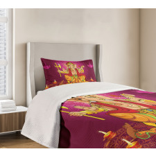 Colorful Asian Animals Bedspread Set