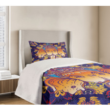 Petal and Leaf Design Bedspread Set