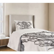 Folk Themed Symbol Timeless Bedspread Set