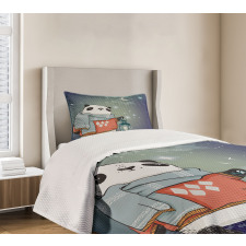 Panda Bear Winter Night Bedspread Set