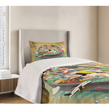 Cartoon Style Khimchi Pot Bedspread Set