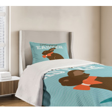 Chocolate Bunny with Bow Bedspread Set