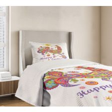 Blossoming Flowers Dots Bedspread Set
