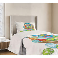 Basket of Colorful Eggs Bedspread Set