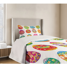 Colorful Eggs Flowers Bedspread Set