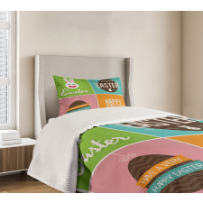 Checkered Squares Design Bedspread Set