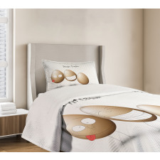 Funny Doodle Style Eggs Bedspread Set