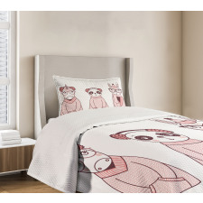 Cartoon Winter Animals Bedspread Set