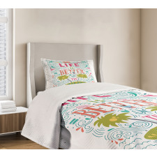 Doodle Floral Island Bedspread Set