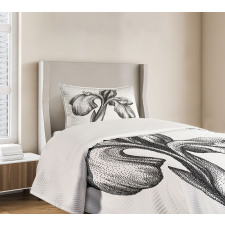 Dotwork Style Lily Bloom Bedspread Set