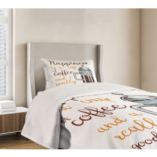 French Press and Words Bedspread Set