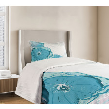 Blue Spring Blossoms Bedspread Set