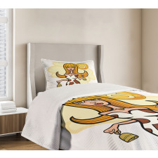 Cartoon Woman Bedspread Set